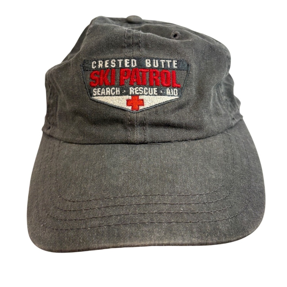 American Dry Goods Crested Butte Ski Patrol Hat Gray Cotton Adjustable Cap
